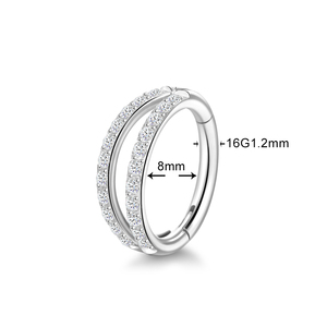Personnalisé Titane Articulé Segment Cerceau Double Ligne Zircon Nez Anneau Septum Clicker Anneaux Boucles D'oreilles Cartilage Helix Piercing <span class=keywords><strong>Bijoux</strong></span> - Product Image 2