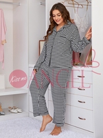 KISS ME ANGEL nuisette sexy pantalon à manches longues à carreaux noir et blanc automne et hiver vêtements de maison grande taille vêtements de nuit pour femmes