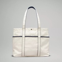 Sac fourre-tout en toile de coton uni, grande capacité, imperméable, écologique, personnalisable avec fermeture ouverte et logo imprimé
