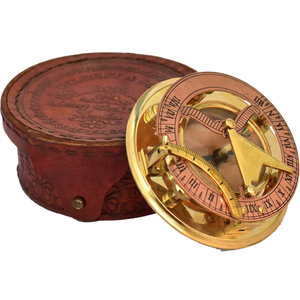 Brass Nautical Sundial Compass <b>Multi</b> Function Analog Dial Handheld Navigation <b>Tool</b> Tabletop Display for <b>Camping</b> Travel - Product Image 1