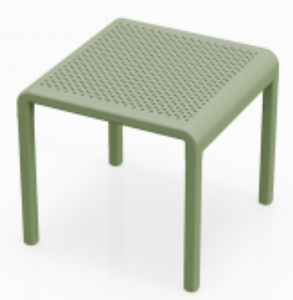 Table d'extérieur carrée moderne en plastique perforé, design minimaliste, mobilier de jardin durable, couleur verte, marque GDRS, modèle GDRS-T12 - Product Image 1