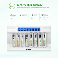 EBL 8 Bay baterai isi daya cepat, baterai isi daya Cepat 1100mAh Aa NIMH dengan pengisi daya