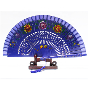 Abanico de <span class=keywords><strong>Mano</strong></span> de Madera Pintado <span class=keywords><strong>a</strong></span> <span class=keywords><strong>Mano</strong></span> con Diseño Floral Rojo, Estilo Español, para Eventos, Venta al por Mayor FAREA - Product Image 2