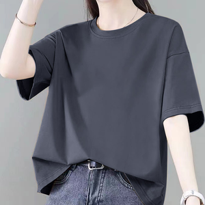 เสื้อยืดแขนสั้นลำลองสำหรับผู้หญิงเสื้อฤดูร้อนทำจากผ้าฝ้ายแท้ใส่สบาย - Product Image 5