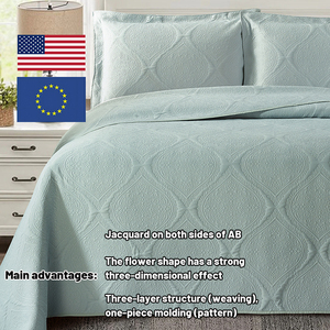 Elegantes y Lujosas Colchas y Fundas de Almohada con Jacquard Floral, Mezcla de Poliéster/Algodón, Ecológicas, para Uso en el Hogar en Todas las Estaciones - Product Image 2