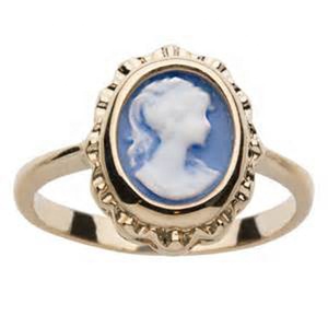 Bague <span class=keywords><strong>Camée</strong></span> Personnalisée Vintage Victorienne en Résine Bleue, Argent Sterling 925, Lunette Festonnée, Bijoux OEM pour Marques de Bijouterie - Product Image 1