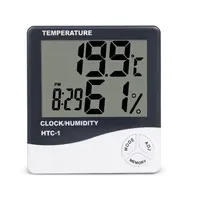 Htc1 Termometer Elektronik Digital Alarm, Pengukur Suhu Ruangan LCD, Higrometer, Stasiun Cuaca, Jam Alarm