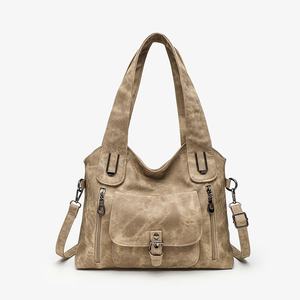 Sac fourre-tout décontracté grande capacité pour femmes, sac à bandoulière imperméable avec fermeture éclair, style rétro, doublure en polyester - Product Image 4