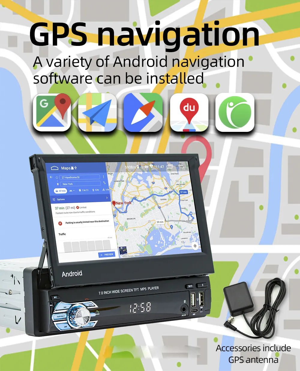 Autoradio Portatile 8,88" Con Carplay E Android Auto - Con Telecamera Posteriore, Bluetooth, GPS, Per Auto