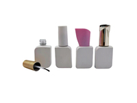 Bouteille en verre vide carrée givrée personnalisée pour vernis à ongles, 12 ml, avec pinceau et capuchon, impression de logo personnalisée, vente en gros