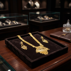 Joyería al por Mayor, Collares Largos Chapados en Oro de 14K, 18K y 24K, Diseño Floral Tradicional, Juego de Collares Largos - Product Image 3
