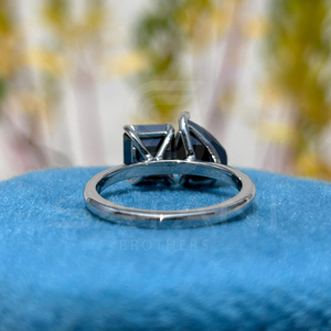 Anillo Toi Et Moi de Plata de Ley 925 con Moissanita Negra, Corte Pera y Esmeralda, Doble Piedra, Regalo de Aniversario o Promesa - Product Image 3