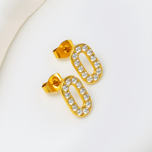 Pendientes de Aro de Acero Inoxidable con Número 0, Forma Ovalada, Diseño de Dos Colores, Modernos, Elegantes, Versátiles, Casuales, para Reuniones - Product Image 4