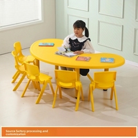 Ensemble table et chaise de dessin animé pour enfants, bureau et chaise de maternelle, pour dessin, jeu et apprentissage, en plastique, réglable en hauteur, en forme de lune