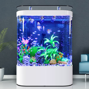 Aquarium en verre incurvé de 25W avec base ornementée Aquarium de luxe de grande capacité pour la décoration intérieure du salon - Product Image 3