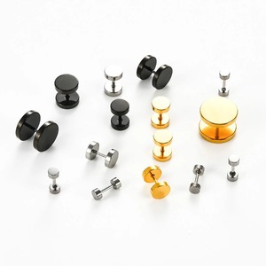 1 Par de Pendientes de Barra de Acero Inoxidable para Hombre y Mujer, 3-14 mm, Plateados, Dorados, Negros, Pendientes de Piercing, Joyería Punk Hip Hop - Product Image 5