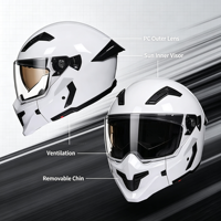 Casque de moto modulaire professionnel blanc à visière relevable, double visière, unisexe, toutes saisons, casque de course de sécurité