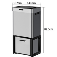 Poubelle intelligente 72L avec stérilisation à l'ozone et tri à double couche |    Poubelle de cuisine |   Capteur d'induction et commande tactile