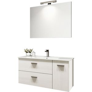 Mueble de Baño Suspendido BETTY de 90 cm con Lavabo y Espejo, Color Blanco Larch - Product Image 1