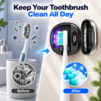 Boîte de Stérilisation UV Portable pour Brosses à Dents 500mAh Mini et Rechargeable Sans Fil, Organisateur de Salle de Bain Mural