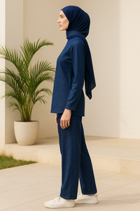 <span class=keywords><strong>Ensemble</strong></span> deux pièces pour femmes musulmanes YXO005 - Tunique à manches longues et pantalon large, vêtements pour femmes musulmanes au style <span class=keywords><strong>chic</strong></span> décontracté - Product Image 3