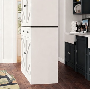 Armoire de <span class=keywords><strong>cuisine</strong></span> de style campagnard, niche pour <span class=keywords><strong>micro</strong></span>-ondes, buffet avec portes supérieures, tiroir central, étagères inférieures extractibles - Product Image 3