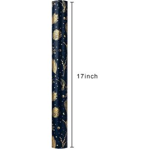 Homeral Christmas Wrapping Paper 17in x 32.8ft Navy Blue Gold Pine Cone Metallic Shine Gift Craft Recyclable - Product Image 6