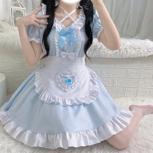 Disfraz de Sirvienta Lolita Original para Mujer Adulta, Vestido de Anime Dulce, Delantal con Volantes Kawaii, Lazo, Mangas Abullonadas, Disfraz de Cosplay - Product Image 3