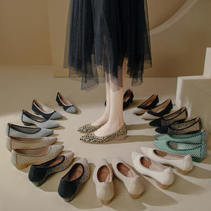 2026New Arrival Customer LOGO Ladies Casual Fly Knit Mesh Upper <b>Flat</b> Shoes Comfort Anti-Slip Rubber Outsole Summer Autumn - Product Image 3