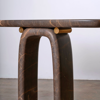 Table console artistique en marbre Dream Home, plateau rectangulaire arrondi, base en U, meuble d'appoint de luxe pour couloir, design de créateur