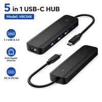 Hub USB C 5 en 1 al por mayor con Ethernet Gigabit, chip RTL8153B GL3510, adaptador divisor LAN RJ45 de 1000Mbps a USB 3.0 para MacBook