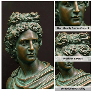 Statua Busto Dea <span class=keywords><strong>Greca</strong></span> Romana in Bronzo Antico, <span class=keywords><strong>Scultura</strong></span> Ritratto Classico per Arredamento Interno Casa Hotel Galleria, Arte Decorativa - Product Image 5