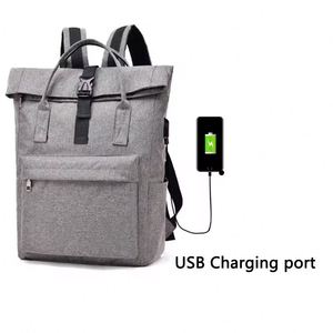 BSCI Factory Custom logo High Quality <b>Roll</b> <b>Top</b> Sport Back Pack nylon Mochilas Daily Laptop <b>Backpack</b> with USB Port - Product Image 5