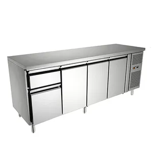 Banco da lavoro per <span class=keywords><strong>frigorifero</strong></span> con piattaforma per insalata con congelatore in acciaio inossidabile di grandi dimensioni per refrigerazione multifunzione a cappotto multiplo - Product Image 6