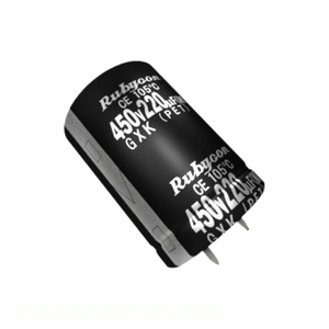 ตัวเก็บประจุ270ขั้ว uF 450V ฝาครอบ450GXK270MEFCSN25X40ผ่านรู - Product Image 1