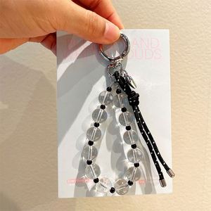 Chaîne de téléphone en corde de nylon avec perles acryliques transparentes, plaqué argent, motif cœur, pour cadeau de bijoux mignon, vente en gros - Product Image 3