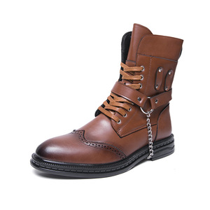 Bottes de moto de haute qualité, résistantes à l'usure, grande taille, style punk, à la mode, avec fermeture éclair et semelle extérieure en caoutchouc, pour l'automne/hiver - Product Image 4