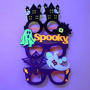 Lunettes d'Halloween phosphorescentes pour enfants, montures néon fantôme et citrouille, accessoires de fête et de photographie pour enfants - Product Image 3