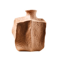 Vase en céramique artisanal de style chinois rétro Wabi-Sabi vintage, aspect haut de gamme, pour décoration intérieure, salon, table à manger, fleurs séchées