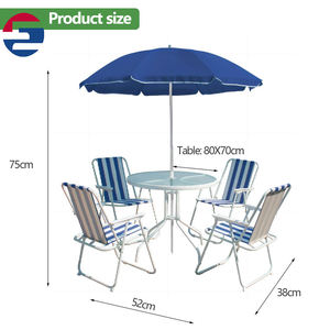 Juego de Muebles de Jardín Plegables para Patio, de 6 Piezas, Incluye una <span class=keywords><strong>Mesa</strong></span> y 4 Sillas Plegables <span class=keywords><strong>con</strong></span> <span class=keywords><strong>Sombrilla</strong></span>. - Product Image 3