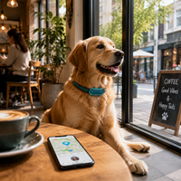 Traceur GPS pour animaux de compagnie Qcool avec surveillance de la fréquence cardiaque, du sommeil et de l'état de la batterie, rappel de l'état de la batterie, 4G LTE, appareil léger, marque privée