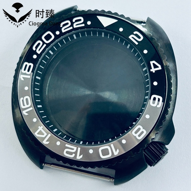 Factory Direct 44MM SKX S Crown Case Ring Sloping Bezel Black Watch Case For NH34 NH35 NH36 Movement Turtle Abalone Captain