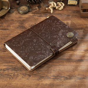 Vintage Top Layer Cowhide Handmade <strong>Journal</strong> with Tooled Floral Carving, Travel Diary Notebook, Passport/Compact/Standard/A5 - Product Image 4