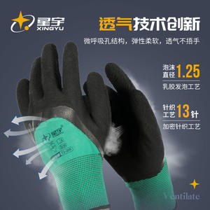 Guantes de espuma de látex Xingyu Fj309, textura completa, antideslizantes, transpirables, duraderos, para reparación de automóviles, uso en construcción, talla M - Product Image 4