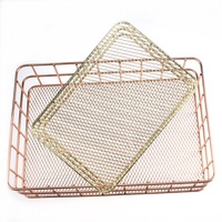 Panier de rangement multifonction carré en métal ajouré pour la maison, le bureau, les cosmétiques, les masques faciaux et les fruits