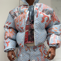 Veste matelassée en duvet imprimée sur mesure OEM, veste d'hiver pour homme, veste streetwear oversize