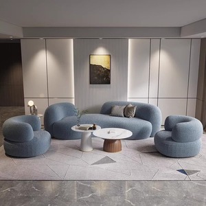 Ghế sofa cong bằng vải len cừu phong cách sang trọng nhẹ nhàng, khu vực nghỉ ngơi cong tiện dụng, ghế sofa nổi tiếng trên mạng - Product Image 6