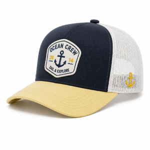 Casquette de baseball respirante certifiée usine, ajustable, style Dad Cap, 5 panneaux, en maille, avec fermeture Snapback, logo personnalisé, patch brodé, type Trucker - Product Image 1