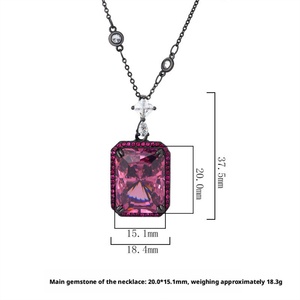 Classic Anti-tarnish Eco-friendly Copper <b>Black</b> Gold Plated Jewelry Retro 15*20mm Cubic Zirconia Pendant Necklace for Women - Product Image 6