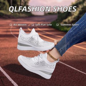 QLFashion Womens Sporty Summer Sports <b>Shoes</b> Flying Woven Upper Breathable Comfortable Flat Heeled Casual Soft Sole 231 - Product Image 2